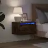 Image de Tables De Chevet Murales Avec Lumières Led 2 Pcs Chêne Fumé Vidaxl