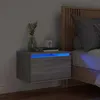 Image de vidaXL Table de Chevet Murale avec Lumières LED Armoire de Nuit Table de Nuit Armoire de Chevet Chambre Moderne Sonoma 836836