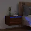 Image de vidaXL Table de Chevet Murale avec Lumières LED Armoire de Nuit Table de Nuit Armoire de Chevet Chambre Moderne Chêne 836838