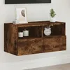 Image de Meuble Tv Mural Chêne Fumé 60x30x30 Cm Bois D'ingénierie Vidaxl