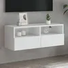 Image de vidaXL Meuble TV mural blanc 80x30x30 cm bois dingénierie 836868