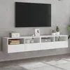 Image de Meubles Tv Muraux 2 Pcs Blanc 80x30x30 Cm Bois D'ingénierie Vidaxl