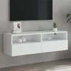 Image de Meuble Tv Mural Blanc 100x30x30 Cm Bois D'ingénierie Vidaxl