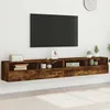 Image de Meubles Tv Muraux 2pcs Chêne Fumé 100x30x30cm Bois D'ingénierie Vidaxl