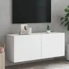 Image de vidaXL Meuble TV mural blanc 100x30x41 cm 836966