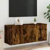 Image de Meuble Tv Mural Chêne Fumé 100x30x41 Cm Vidaxl