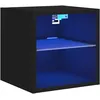 Image de Meuble Tv Mural Avec Lumières Led Noir 30x28,5x30 Cm Vidaxl