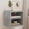 Image de vidaXL Meuble TV Mural avec Lumières LED Armoire de Télévision Suspendue avec Étagère Meuble Télé Flottant Moderne Gris 836979