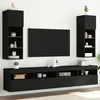 Image de Meubles Tv Avec Lumières Led 2 Pcs Noir 30,5x30x90 Cm Vidaxl