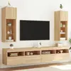 Image de Meubles Tv Avec Lumières Led 2 Pcs Chêne Sonoma 30,5x30x90 Cm Vidaxl
