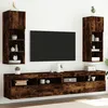 Image de Meubles Tv Avec Lumières Led 2 Pcs Chêne Fumé 30,5x30x90 Cm Vidaxl