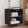 Image de vidaXL Table de chevet murale avec lumières LED noir 837066