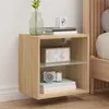 Image de vidaXL Table de Chevet Murale avec Lumières LED Armoire de Lit Suspendue Table de Nuit Armoire de Nuit Chambre Moderne 837068