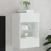 Image de vidaXL Meuble TV Mural avec Lumières LED Armoire de Télévision Suspendue avec Étagère Meuble Télé Flottant Salon Moderne 837078
