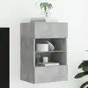 Image de Meuble Tv Mural Avec Lumières Led Gris Béton 40x30x60,5 Cm Vidaxl
