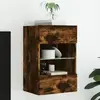Image de Meuble Tv Mural Avec Lumières Led Chêne Fumé 40x30x60,5 Cm Vidaxl