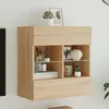 Image de Meuble Tv Mural Avec Lumières Led Chêne Sonoma 58,5x30x60,5 Cm Vidaxl