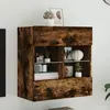 Image de Meuble Tv Mural Avec Lumières Led Chêne Fumé 58,5x30x60,5 Cm Vidaxl