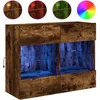 Image de Meuble Tv Mural Avec Lumières Led Chêne Fumé 78,5x30x60,5 Cm Vidaxl