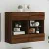 Image de Meuble Tv Mural Avec Lumières Led Chêne Marron 78,5x30x60,5 Cm Vidaxl