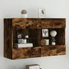 Image de vidaXL Meuble TV avec Lumières LED Armoire de Télévision Murale avec Étagères Meuble Télé Suspendu Salon Moderne Chêne 837110