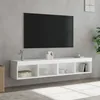 Image de vidaXL Meubles TV avec lumières LED 2 pcs blanc 80x30x30 cm 837142