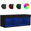 Image de Vidaxl meuble tv avec lumières led noir 80x30x30 cm