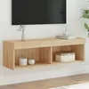Image de Meuble Tv Avec Lumières Led Chêne Sonoma 100x30x30 Cm Vidaxl
