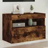 Image de Meuble Tv Mural Avec Lumières Led Chêne Fumé 60x30x40 Cm Vidaxl