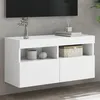 Image de Meuble Tv Mural Avec Lumières Led Blanc 80x30x40 Cm Vidaxl
