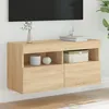 Image de Meuble Tv Mural Avec Lumières Led Chêne Sonoma 80x30x40 Cm Vidaxl