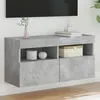 Image de vidaXL Meuble TV mural avec lumières LED gris béton 80x30x40 cm 837203