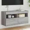 Image de Meuble Tv Mural Avec Lumières Led Sonoma Gris 80x30x40 Cm Vidaxl
