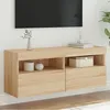 Image de vidaXL Meuble TV Mural avec Lumières LED Armoire de Télévision Suspendue Meuble Télé Flottant Moderne Chêne Sonoma Bois 837213