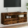 Image de Meuble Tv Mural Avec Lumières Led Chêne Fumé 100x30x40 Cm Vidaxl