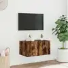 Image de Meuble Tv Mural Avec Lumières Led Chêne Fumé 60x35x31 Cm Vidaxl