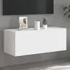 Image de Meuble Tv Mural Avec Lumières Led Blanc 80x35x31 Cm Vidaxl