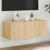Image de Meuble TV mural - VIDAXL - Chêne sonoma - 80x35x31 cm - Lumières LED RVB - 2 compartiments
