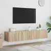 Image de Meubles Tv Muraux Lumières Led 2 Pcs Chêne Sonoma 80x35x31 Cm Vidaxl