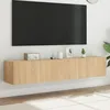Image de vidaXL Meubles TV Muraux Lumières LED 2 pcs Armoires de Télévision Suspendues avec Rangement Meubles Télé Flottants Salon 837286