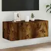 Image de Meuble Tv Mural Avec Lumières Led Chêne Fumé 80x35x31 Cm Vidaxl