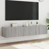 Image de vidaXL Meubles TV Muraux et Lumières LED 2pcs Armoires de Télévision Suspendues avec Rangement Meubles Télé Flottants 837292