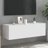 Image de Meuble Tv Mural Avec Lumières Led Blanc 100x35x31 Cm Vidaxl