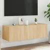Image de vidaXL Meuble TV Mural avec Lumières LED Armoire de Télévision Suspendue Meuble Télé Flottant Moderne Chêne Sonoma Bois 837297
