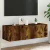 Image de Meuble Tv Mural Avec Lumières Led Chêne Fumé 100x35x31 Cm Vidaxl