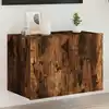 Image de Meuble Tv Mural Avec Lumières Led Chêne Fumé 60x35x41 Cm Vidaxl