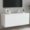 Image de Meuble Tv Mural Avec Lumières Led Blanc 100x35x41 Cm Vidaxl