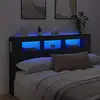 Image de Tête De Lit À Led Noir 180x18,5x103,5 Cm Bois D'ingénierie Vidaxl