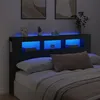 Image de vidaXL Tête de Lit à LED Panneau avec Rangement Accessoire de Lit Tête de Cadre de Lit Chambre Noir 180x185x1035 cm 837359