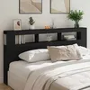 Image de vidaXL Tête de Lit à LED Accessoire de Lit Tête de Cadre de Lit Meuble de Chambre à Coucher Noir 200x185x1035 cm Bois 837366